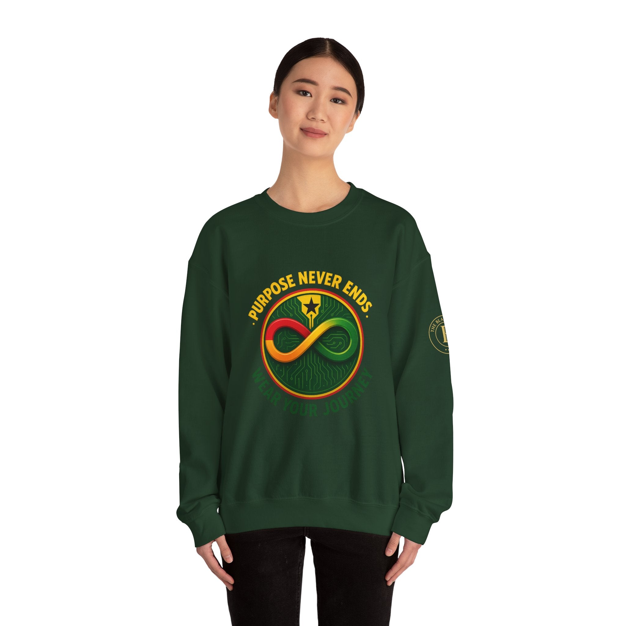 Crewneck Sweatshirt — Purpose Never Ends  “Wear Your Journey”  Infinity Design | The Blay Brand
