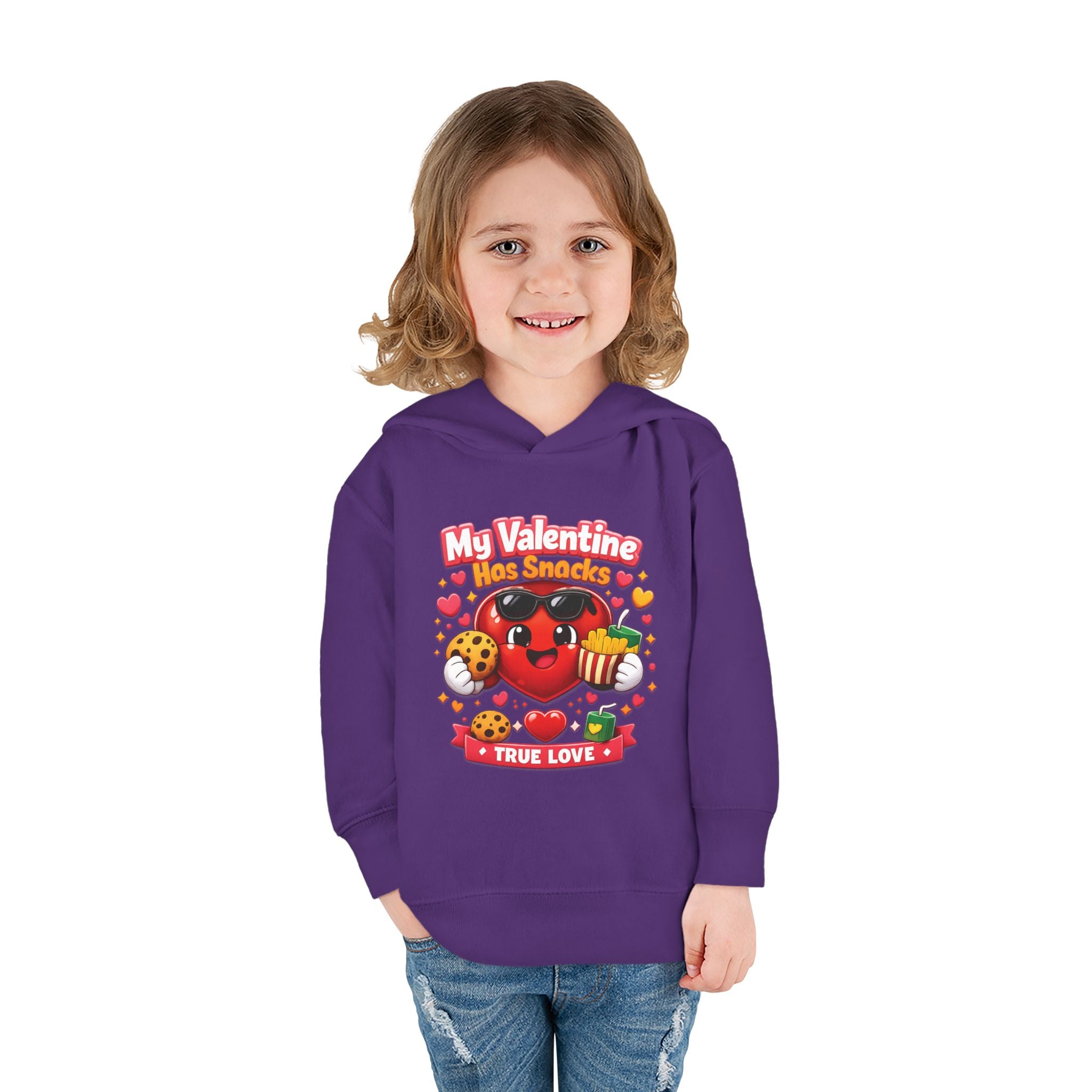 Toddler Valentine Hoodie — "My Valentine Has Snacks" Cute Kids Pullover