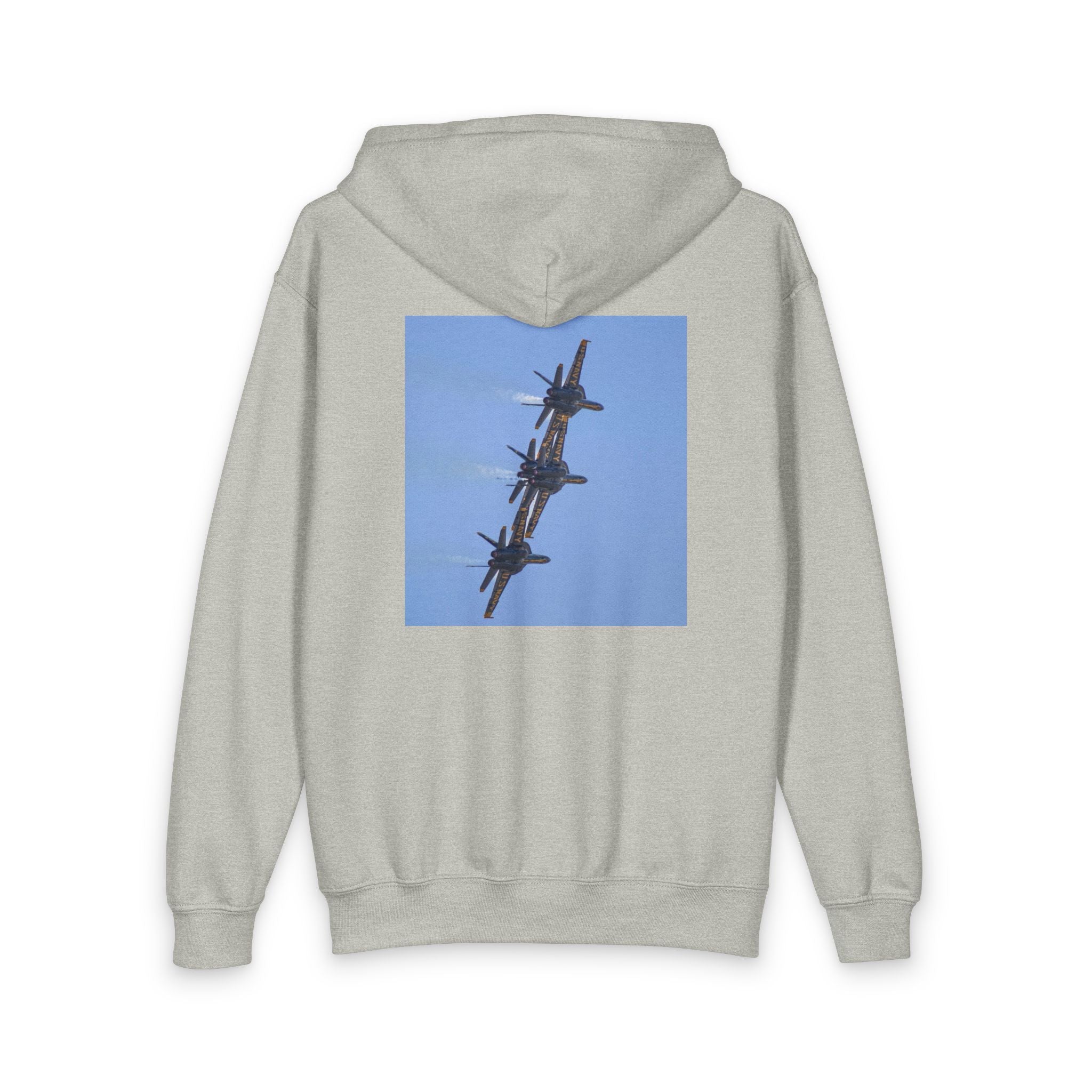 Youth Jet Formation Zip Hoodie — Blue Angels Aircraft Photo Design