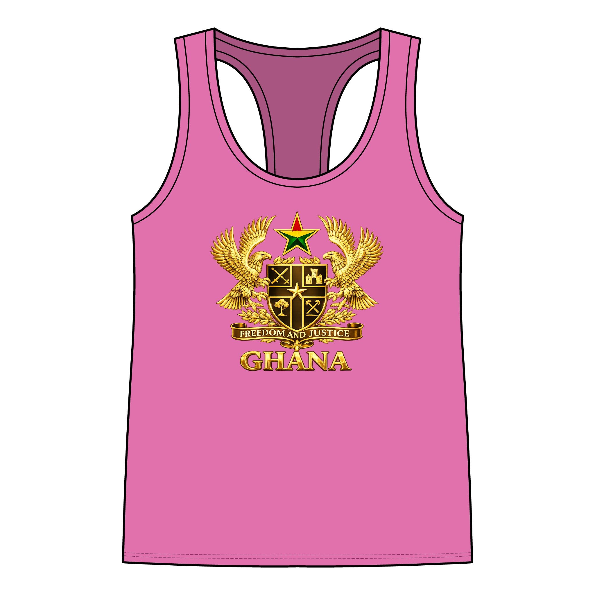 Ghana Crest Racerback Tank Top — Gold Coat of Arms Patriotic Women's Tank