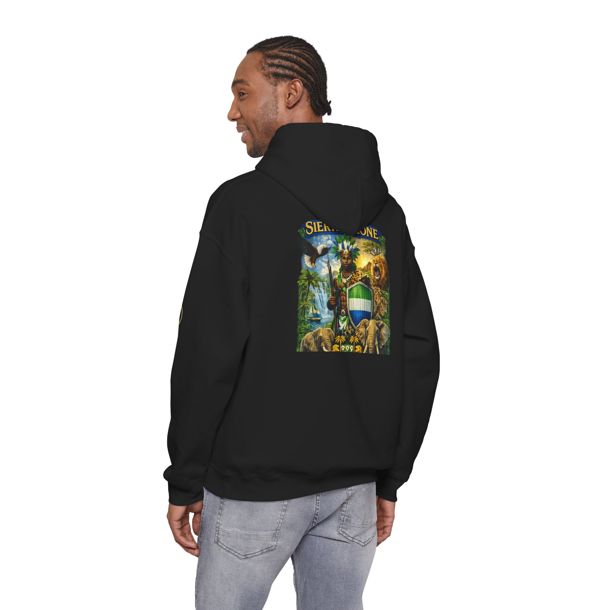Spirit of Sierra Leone Hoodie — African Warrior & National Symbols Sweatshirt