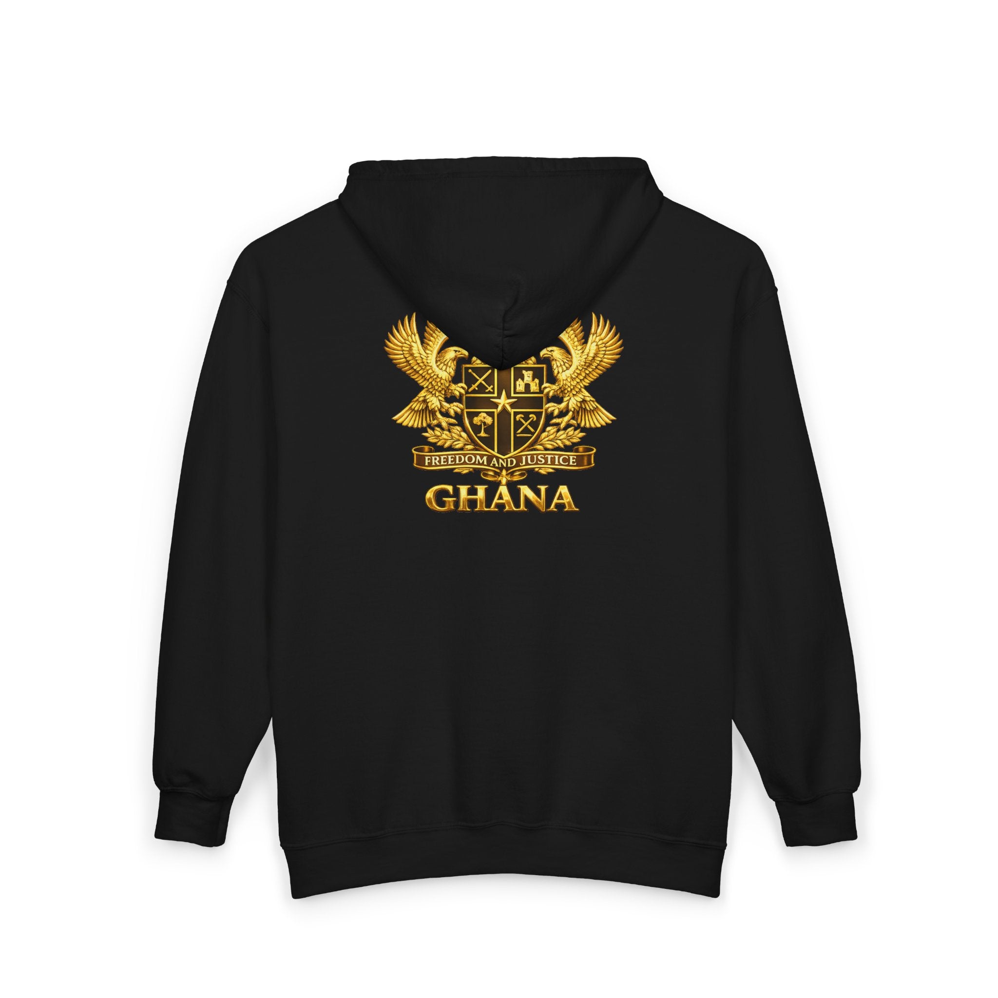 Ghana Gold Crest Zip Hoodie – Freedom and Justice Full-Zip Sweatshirt
