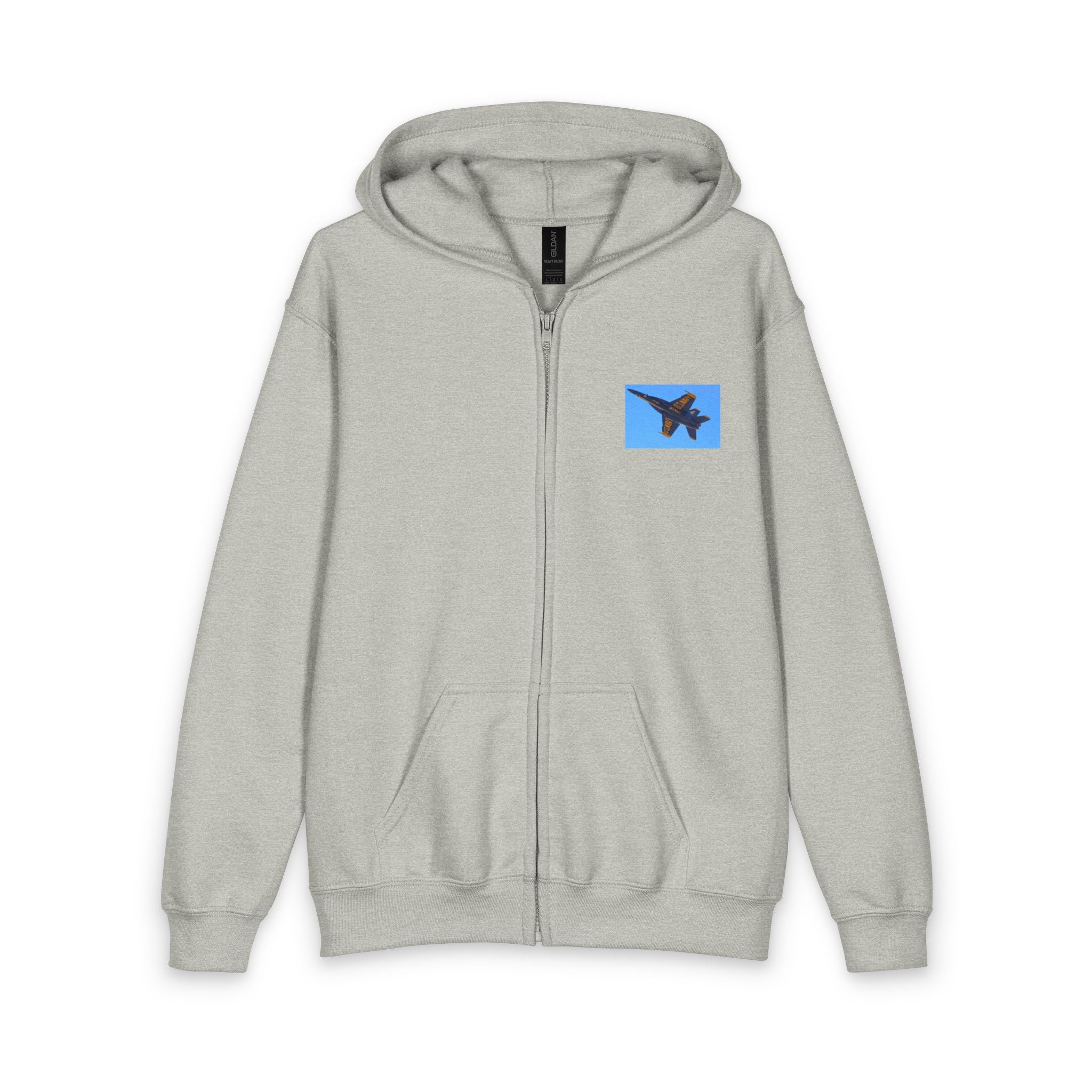 Youth Jet Formation Zip Hoodie — Blue Angels Aircraft Photo Design