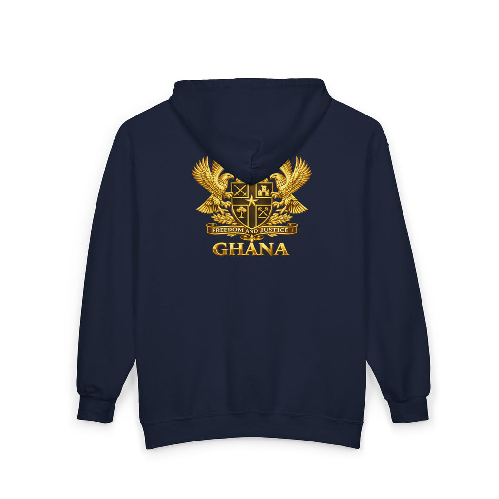 Ghana Gold Crest Zip Hoodie – Freedom and Justice Full-Zip Sweatshirt