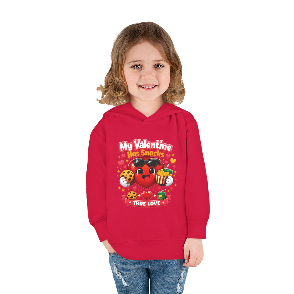 Toddler Valentine Hoodie — "My Valentine Has Snacks" Cute Kids Pullover