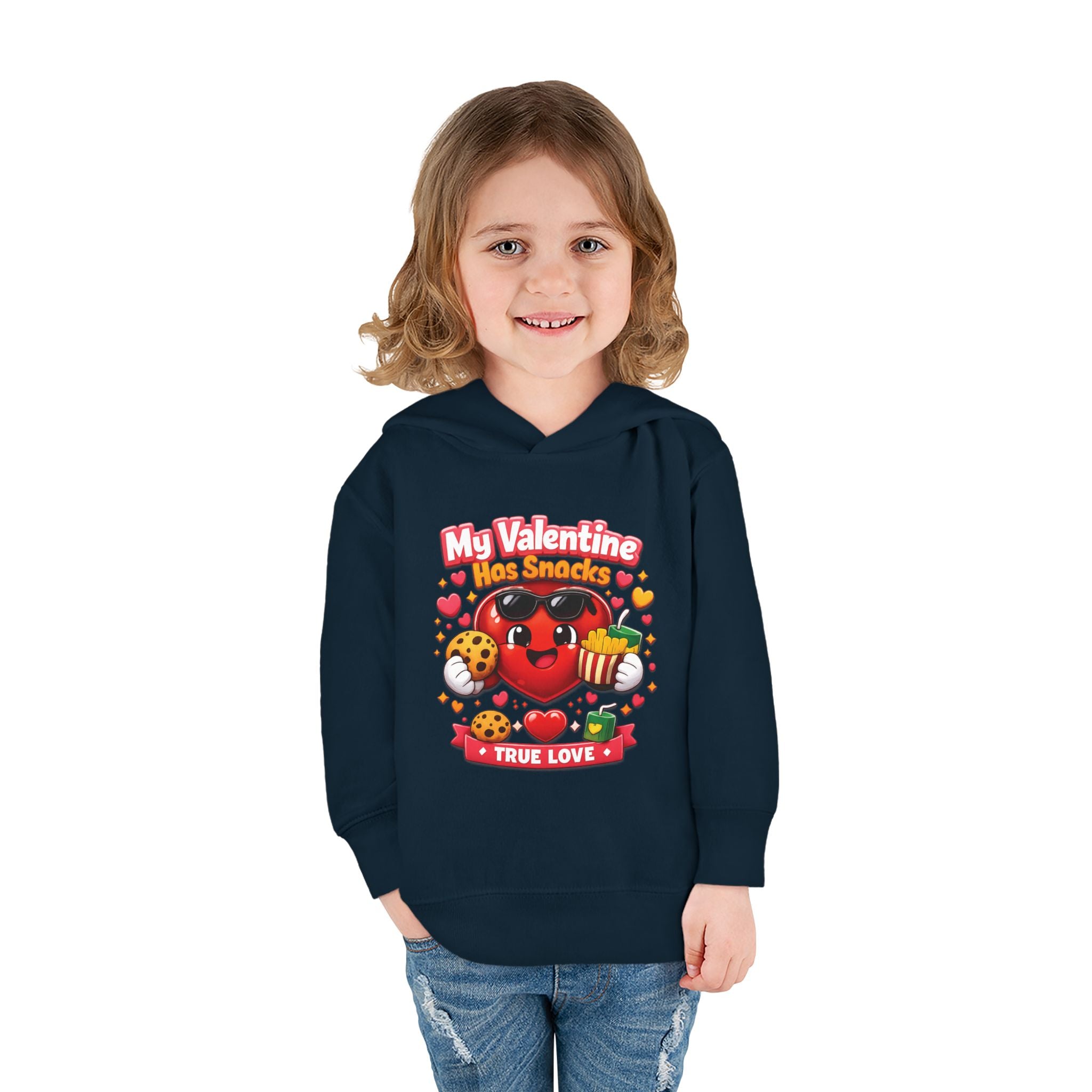 Toddler Valentine Hoodie — "My Valentine Has Snacks" Cute Kids Pullover