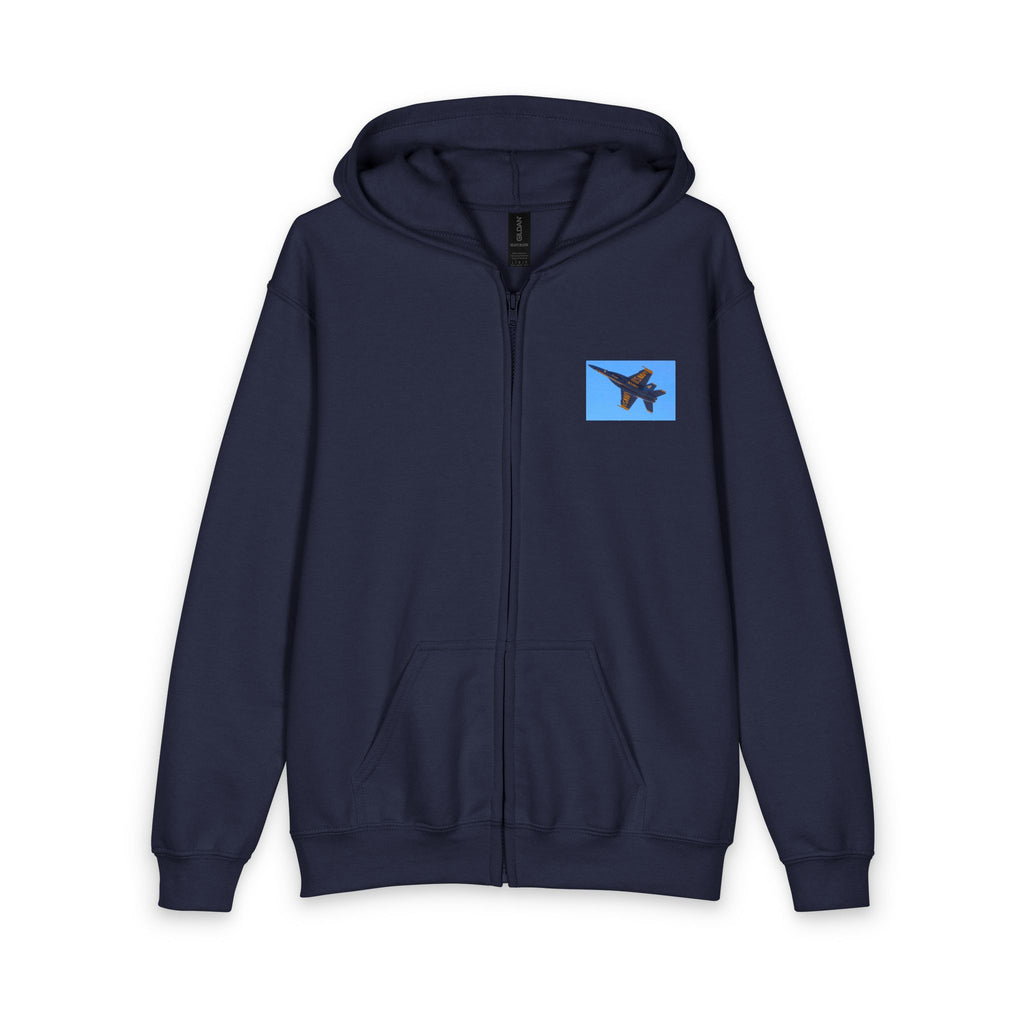 Youth Jet Formation Zip Hoodie — Blue Angels Aircraft Photo Design