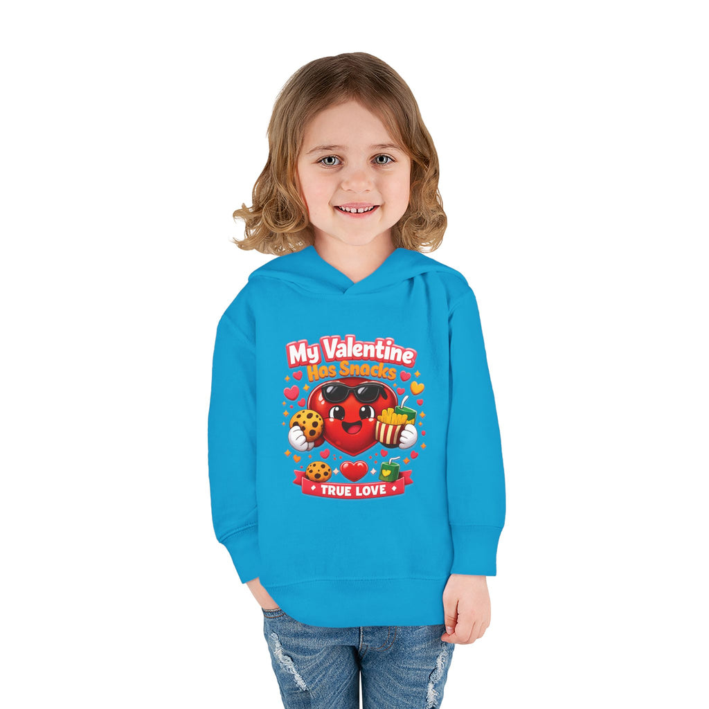 Toddler Valentine Hoodie — "My Valentine Has Snacks" Cute Kids Pullover