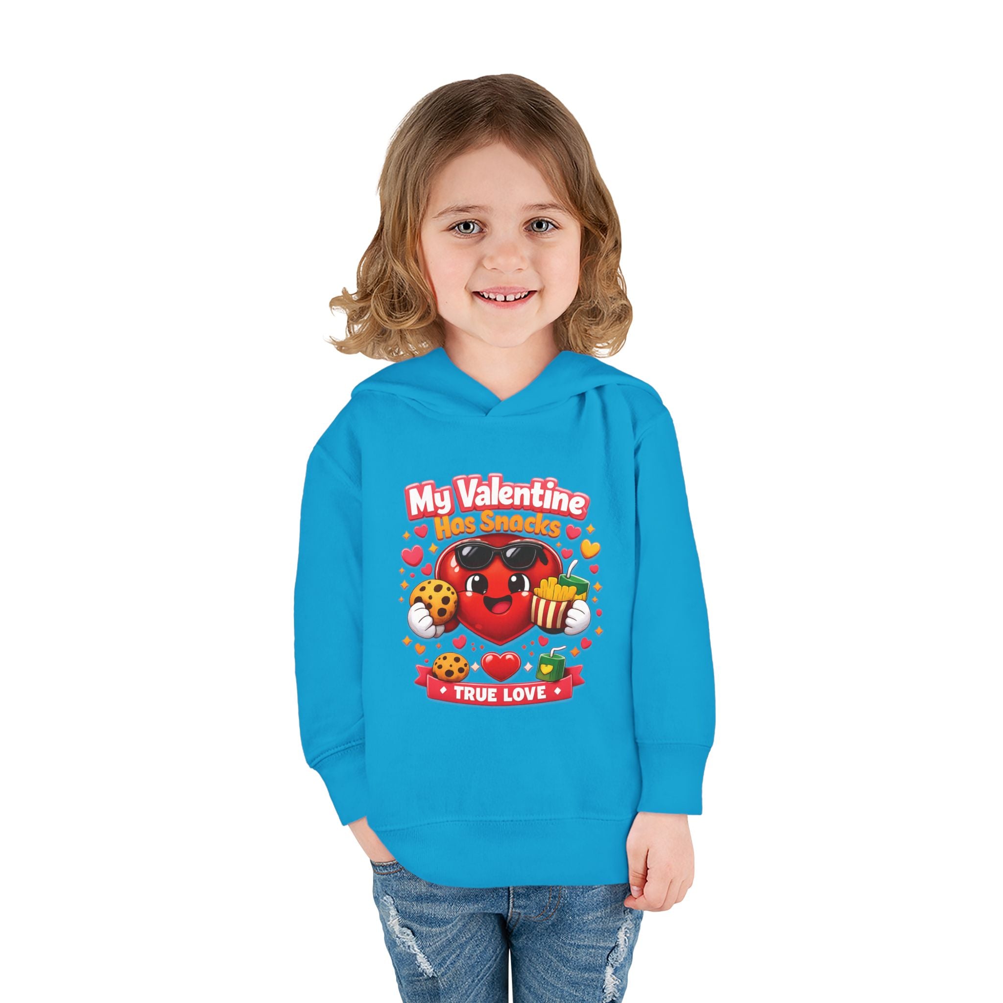 Toddler Valentine Hoodie — "My Valentine Has Snacks" Cute Kids Pullover