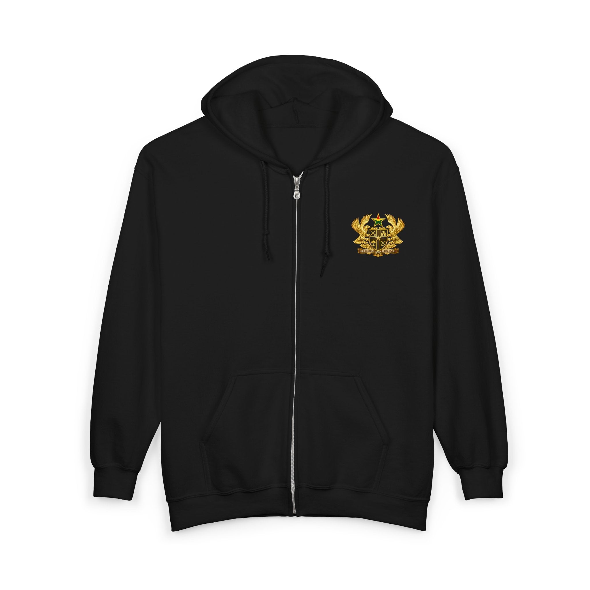 Ghana Gold Crest Zip Hoodie – Freedom and Justice Full-Zip Sweatshirt