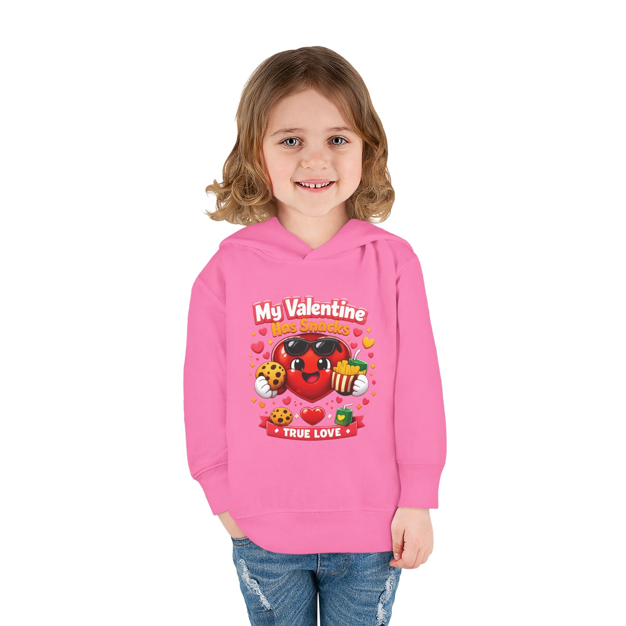 Toddler Valentine Hoodie — "My Valentine Has Snacks" Cute Kids Pullover