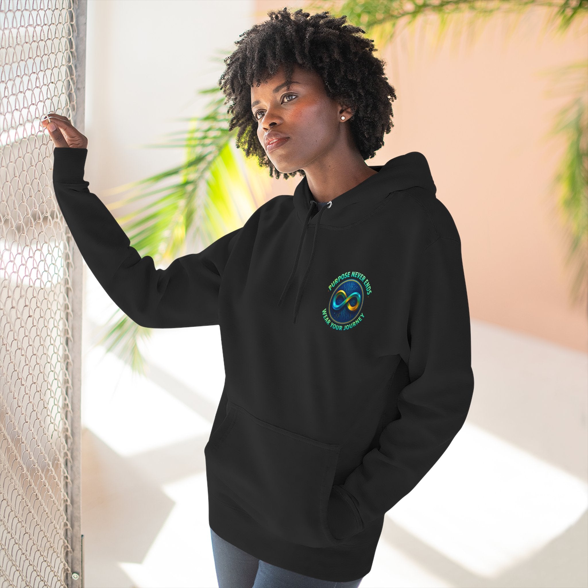 Infinity Emblem Hoodie — "Purpose Never Ends" Inspirational Fleece Hoodie- The Blay Brand
