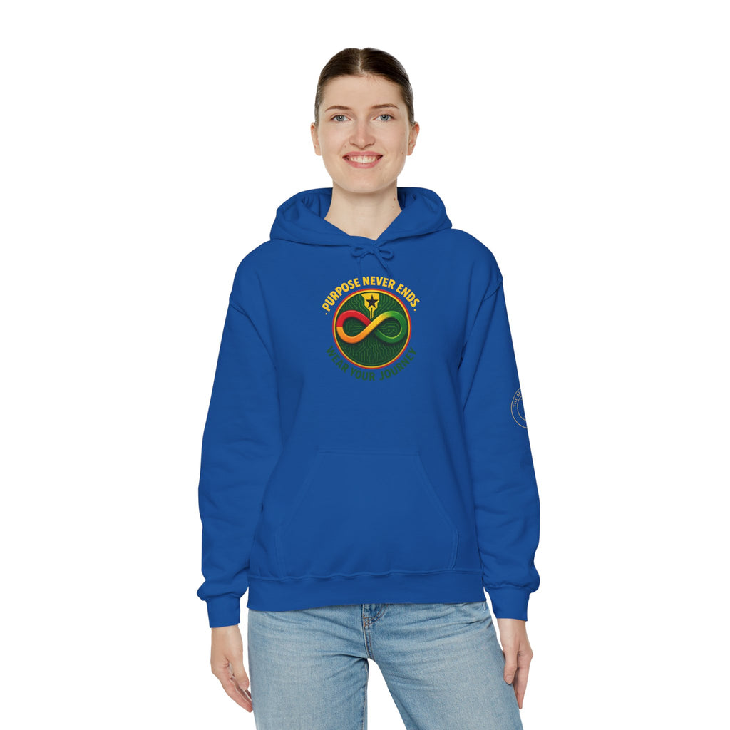 Hoodie-Progress Never Ends, Wear Your Journey” Infinity Emblem hoodie by The Blay Brand