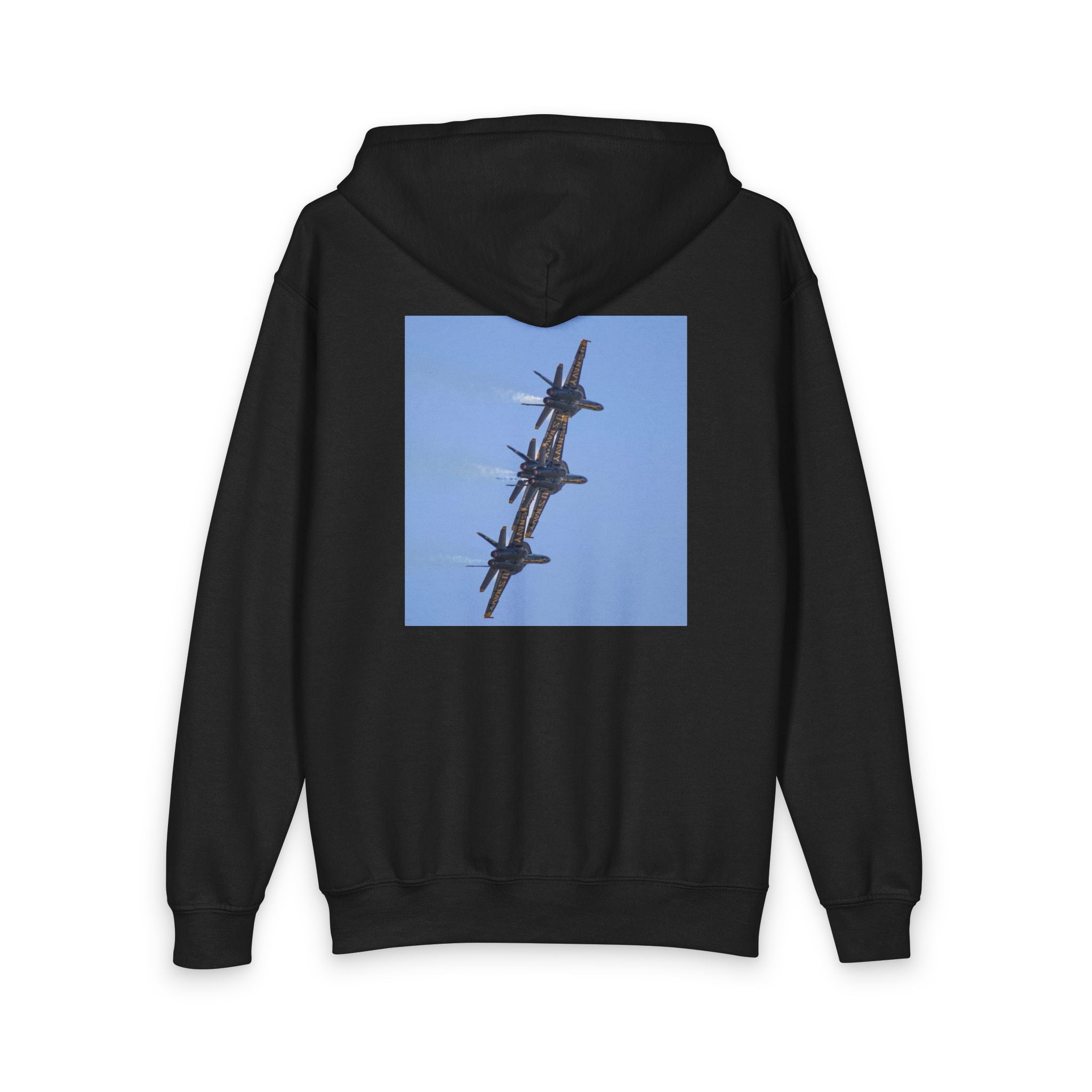 Youth Jet Formation Zip Hoodie — Blue Angels Aircraft Photo Design