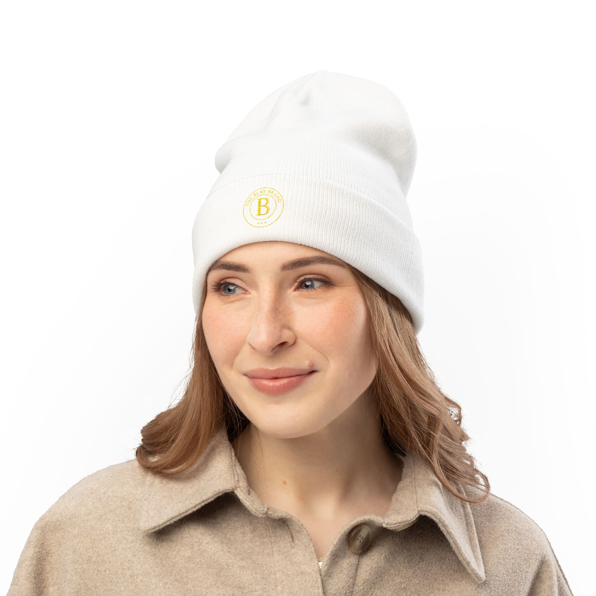 Embroidered Badge Beanie – Classic Knit Winter Hat