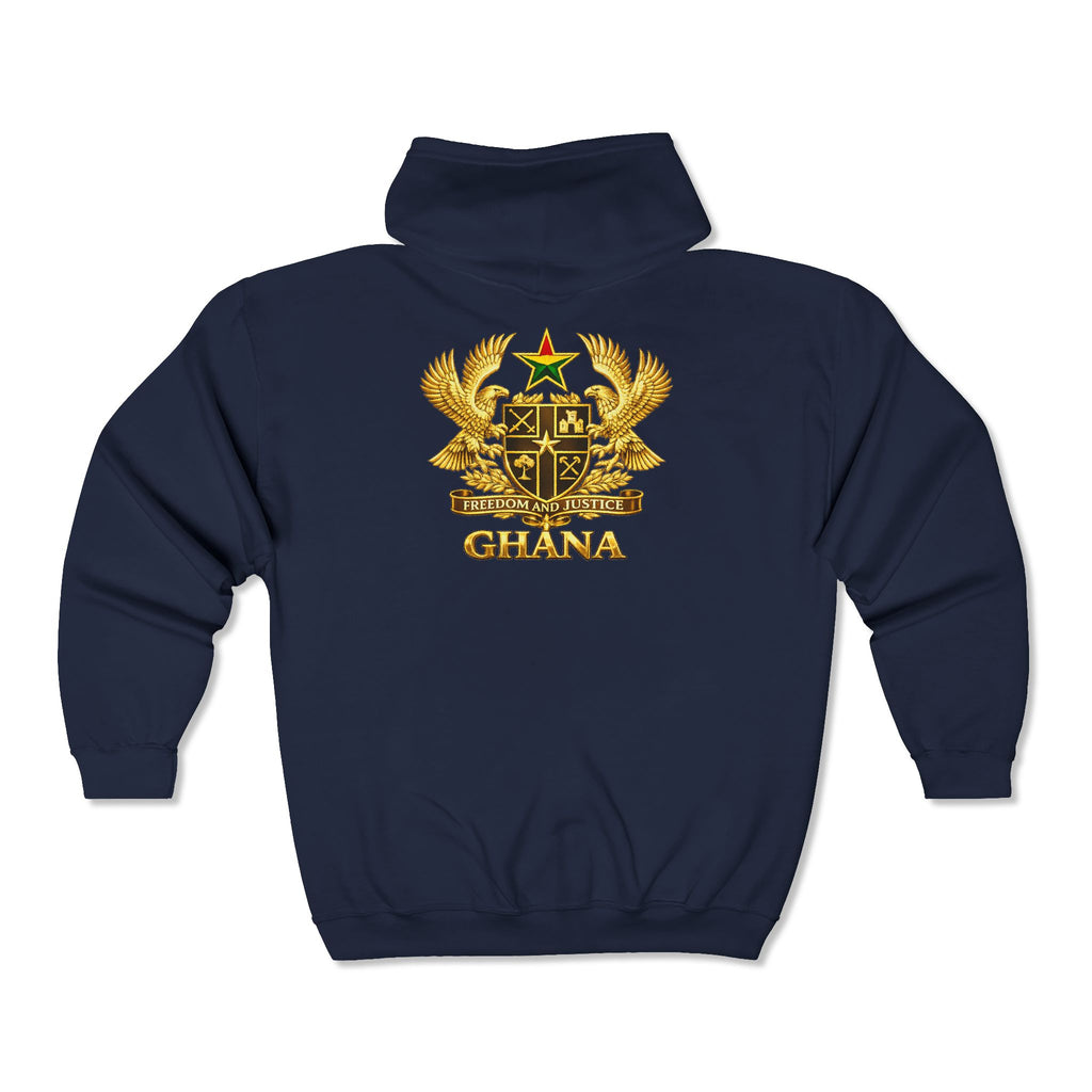 Ghana Gold Crest Zip Hoodie – Freedom and Justice Full-Zip Sweatshirt