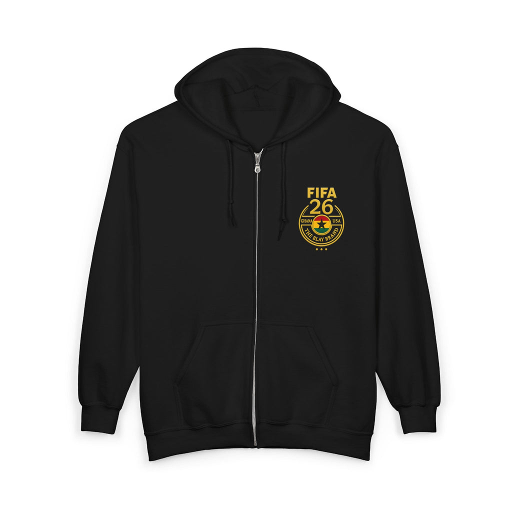 Ghana FIFA 2026 Gold Embossed Zip Hoodie — The Blay Brand Luxury Hoodie