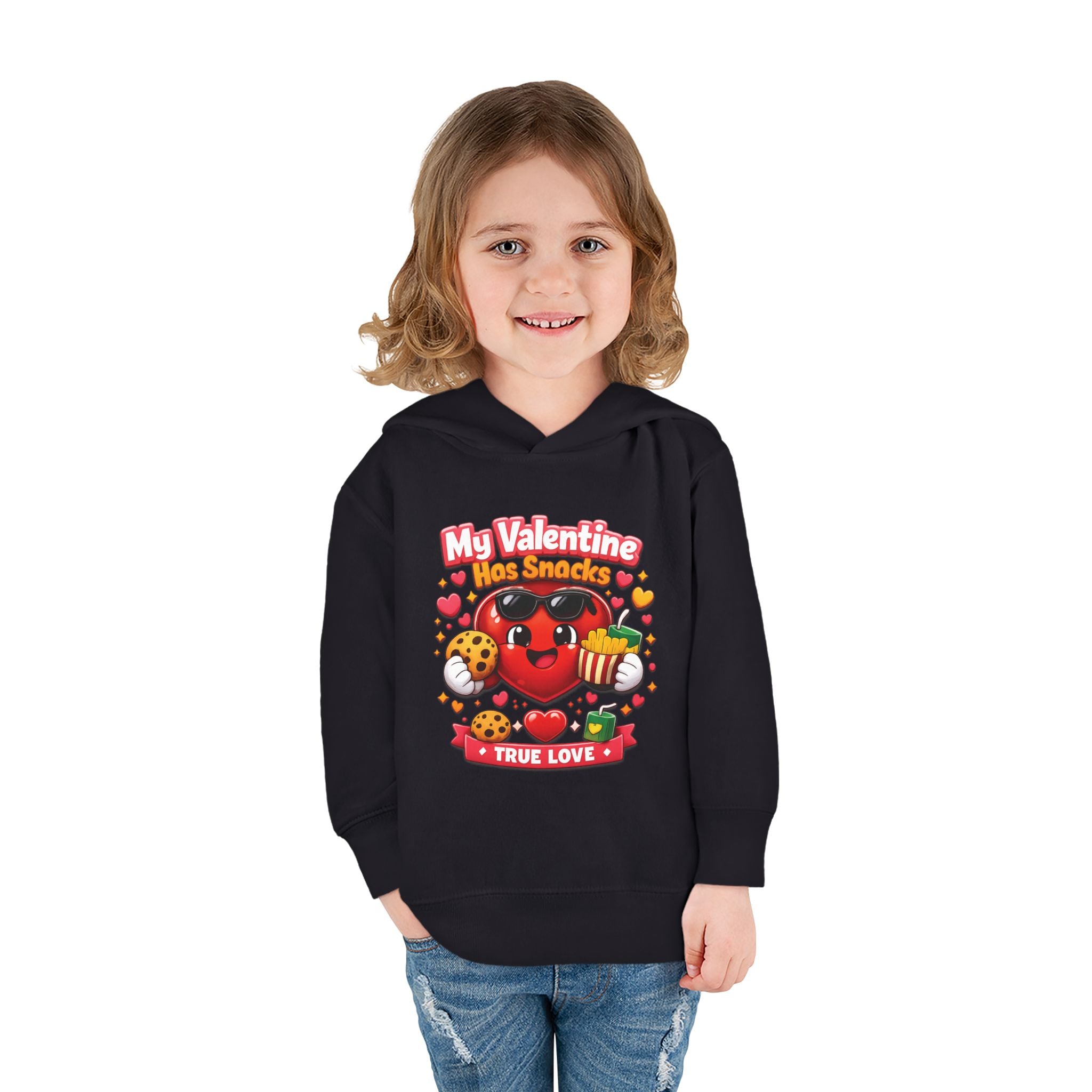 Toddler Valentine Hoodie — "My Valentine Has Snacks" Cute Kids Pullover
