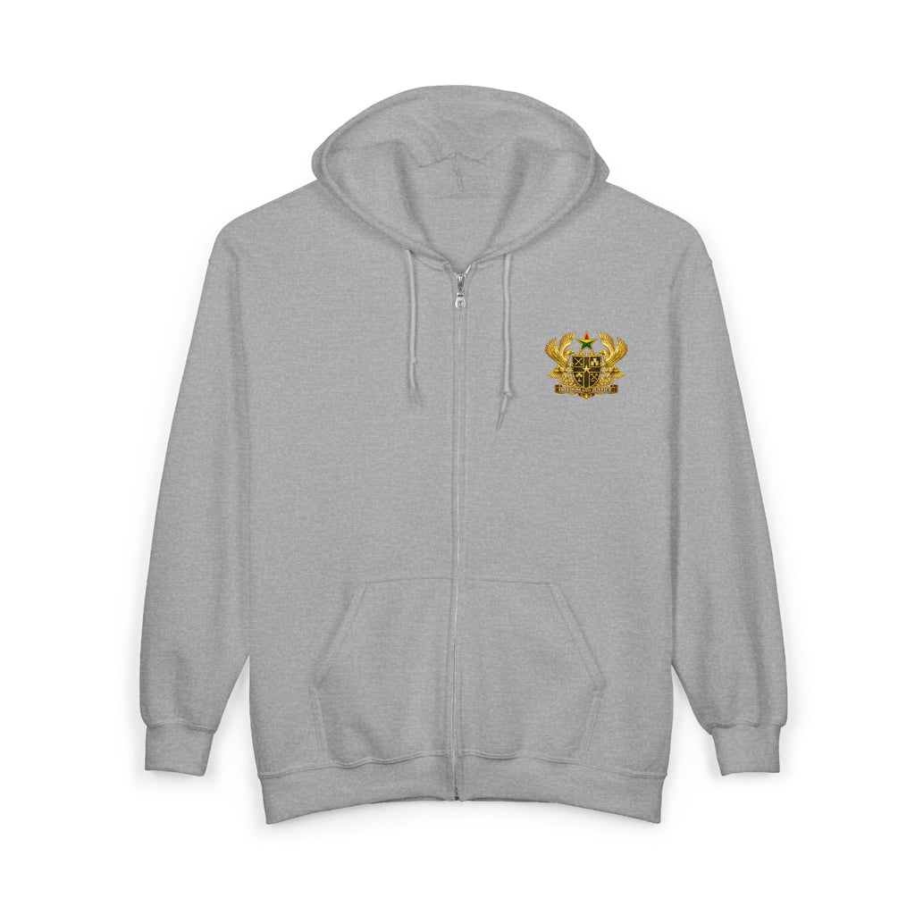 Ghana Gold Crest Zip Hoodie – Freedom and Justice Full-Zip Sweatshirt