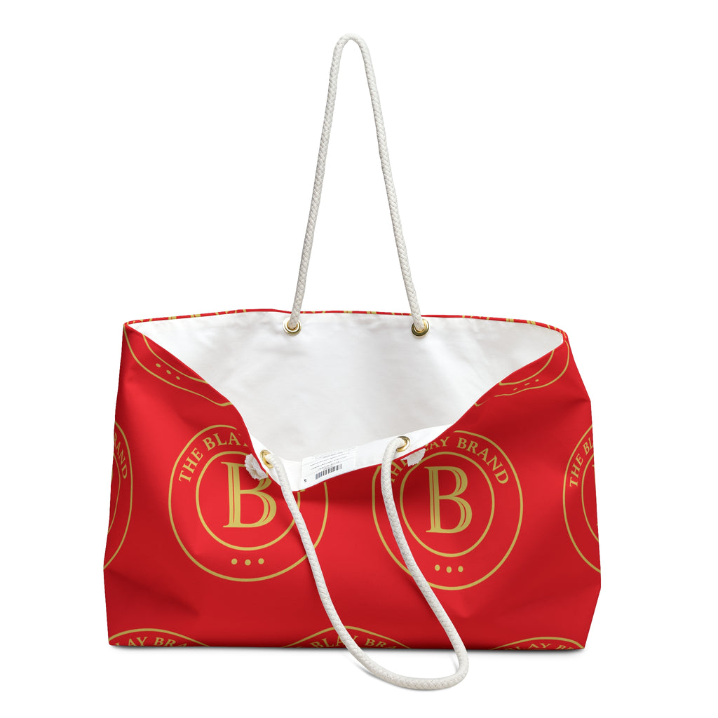 Monogrammed Red & Gold Weekender Bag — 'The Blay Brand' Luxe Travel Tote