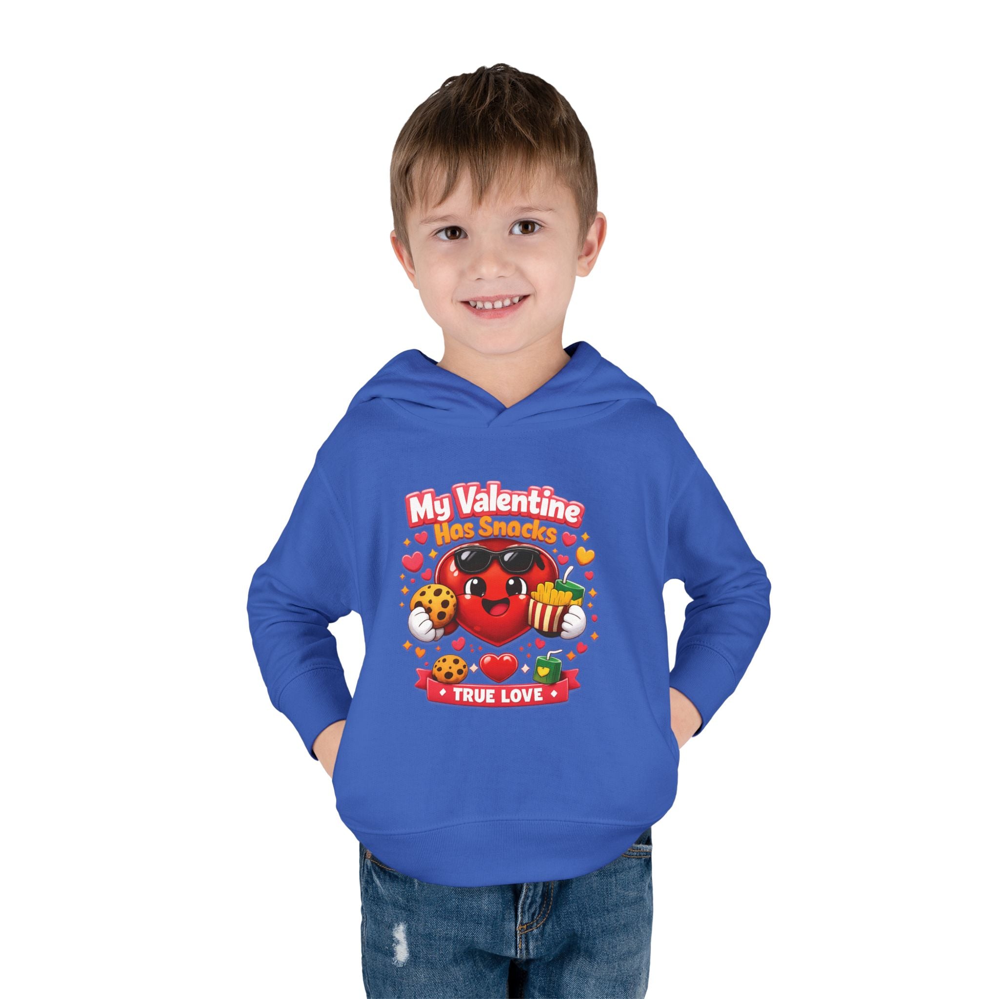 Toddler Valentine Hoodie — "My Valentine Has Snacks" Cute Kids Pullover