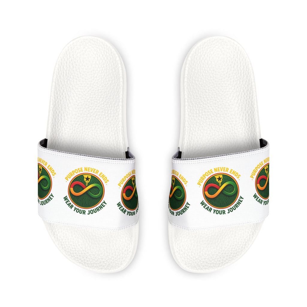Youth Slide Sandals with Custom Removable Strap – Green Infinity Logo