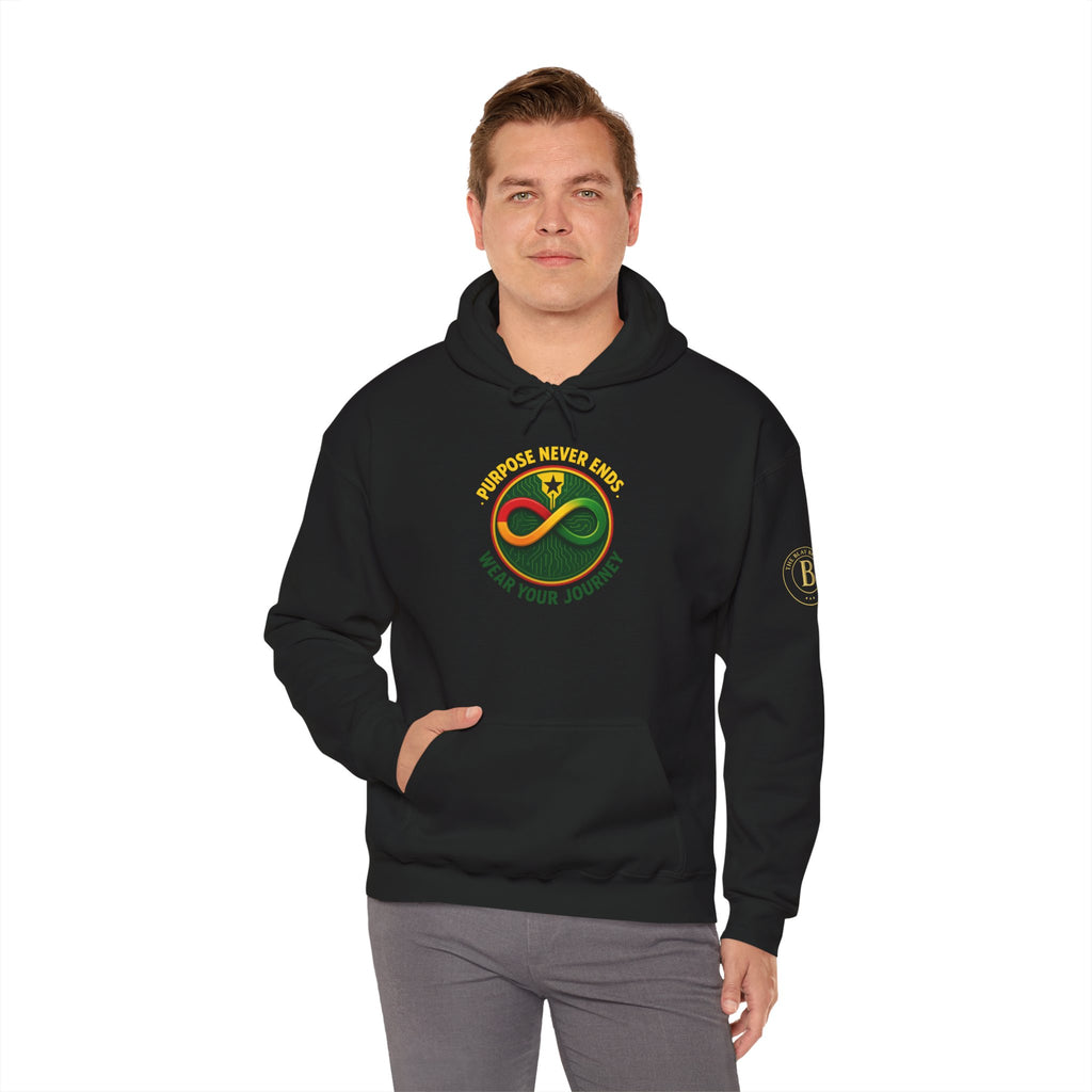Hoodie-Progress Never Ends, Wear Your Journey” Infinity Emblem hoodie by The Blay Brand