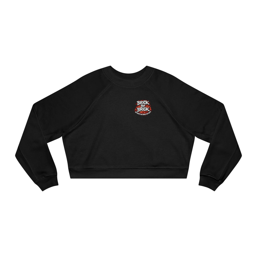 Cropped Pullover — "Brick by Brick" Motivational Graphic Crewneck