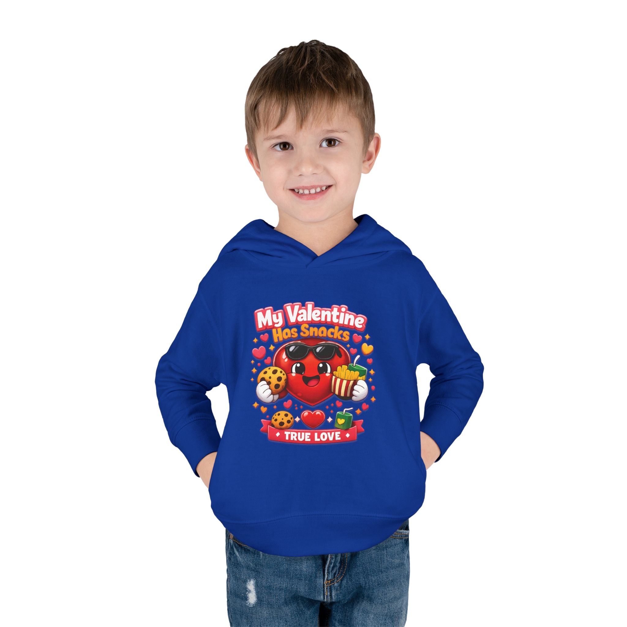 Toddler Valentine Hoodie — "My Valentine Has Snacks" Cute Kids Pullover