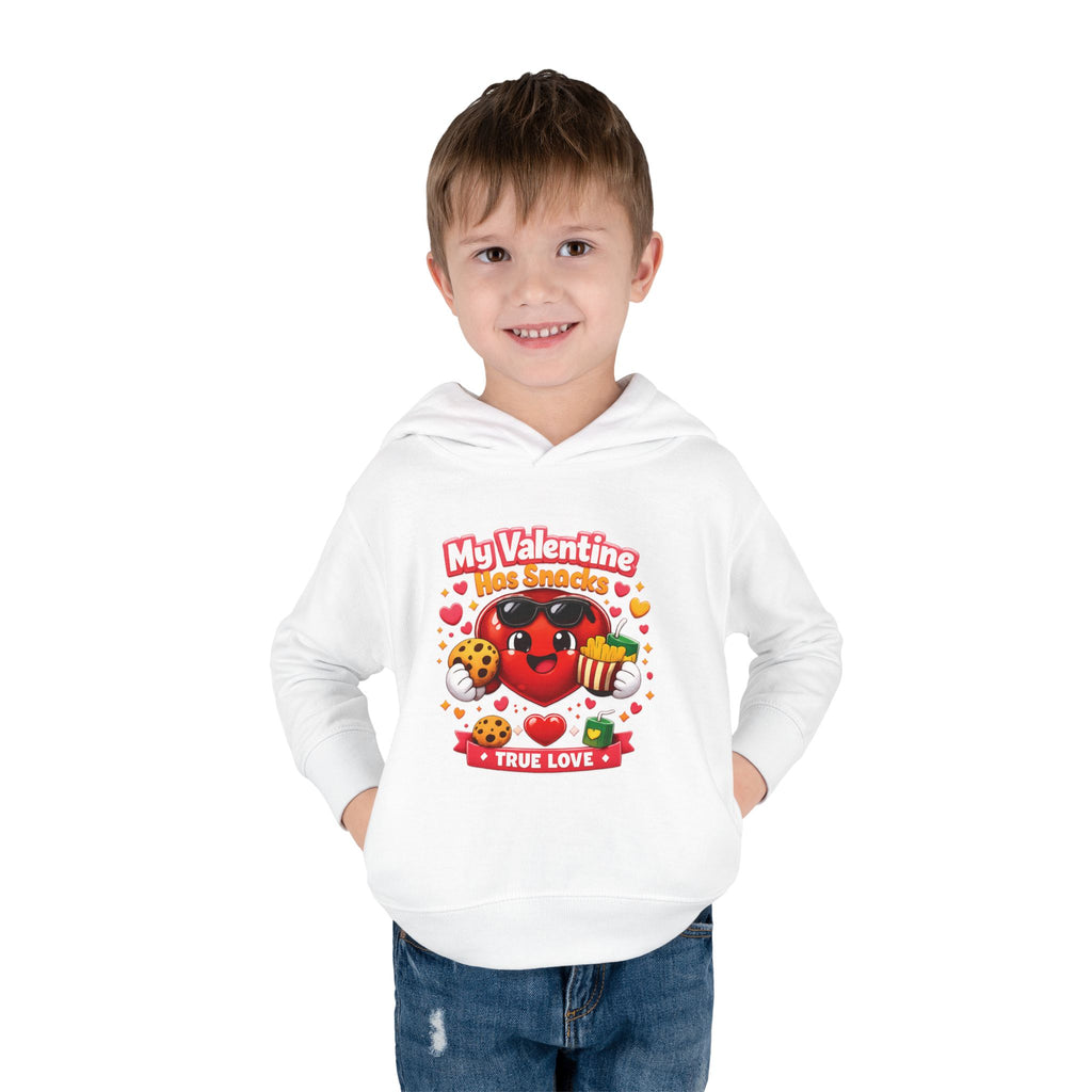 Toddler Valentine Hoodie — "My Valentine Has Snacks" Cute Kids Pullover