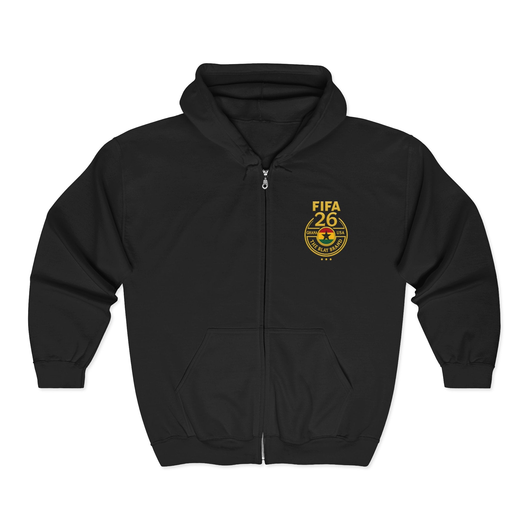 Ghana FIFA 2026 Gold Embossed Zip Hoodie — The Blay Brand Luxury Hoodie