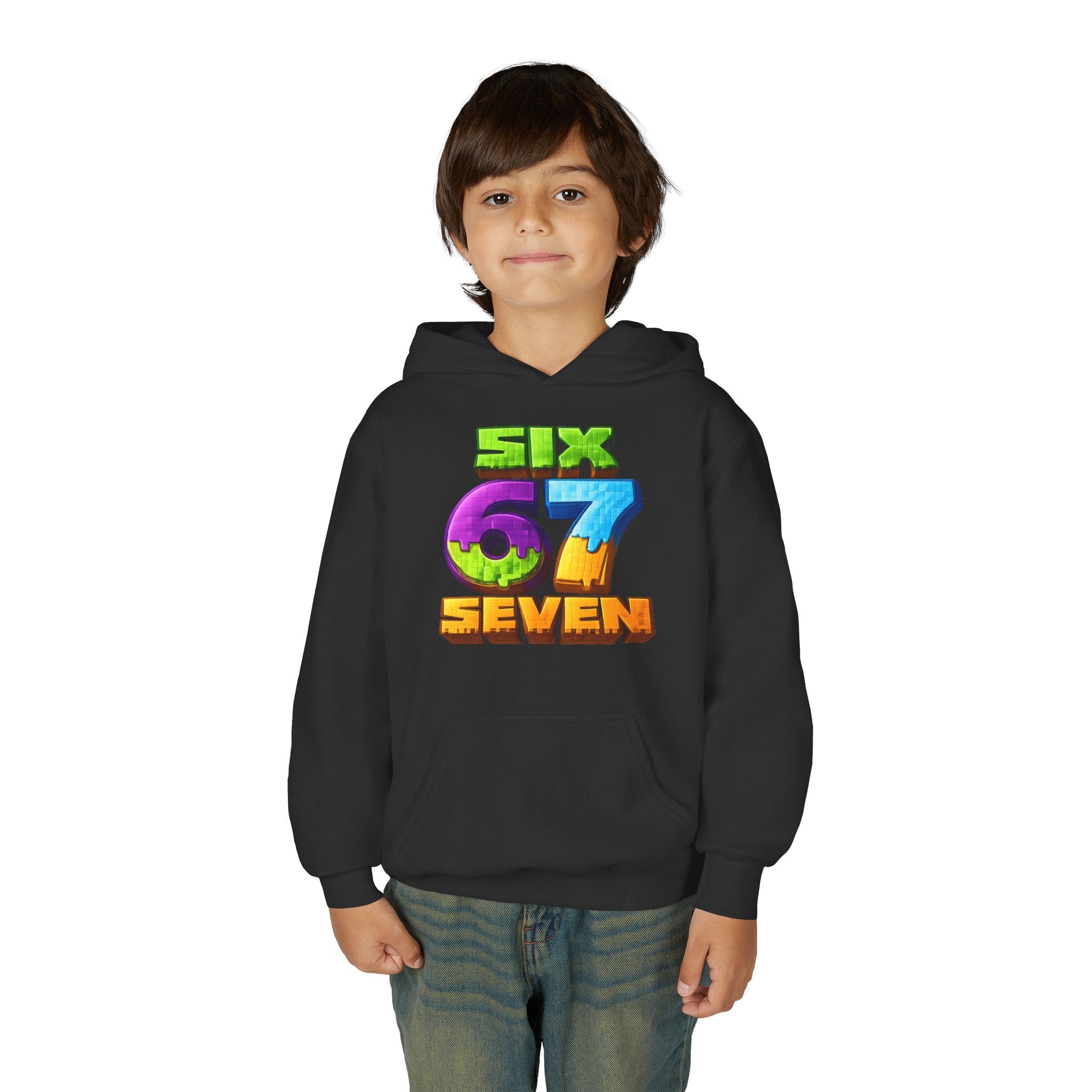 Youth Hoodie — Colorful "Six 67 Seven" Gamer Logo Pullover