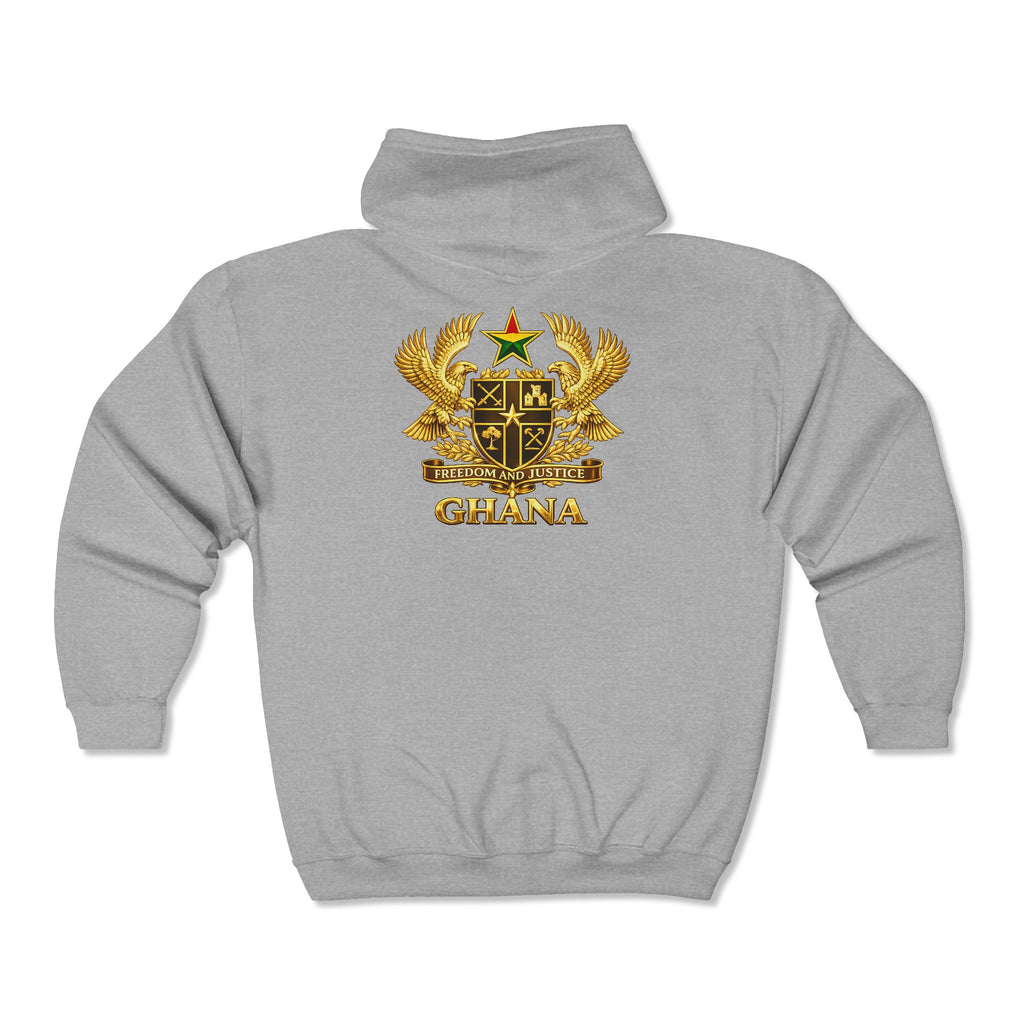 Ghana Gold Crest Zip Hoodie – Freedom and Justice Full-Zip Sweatshirt
