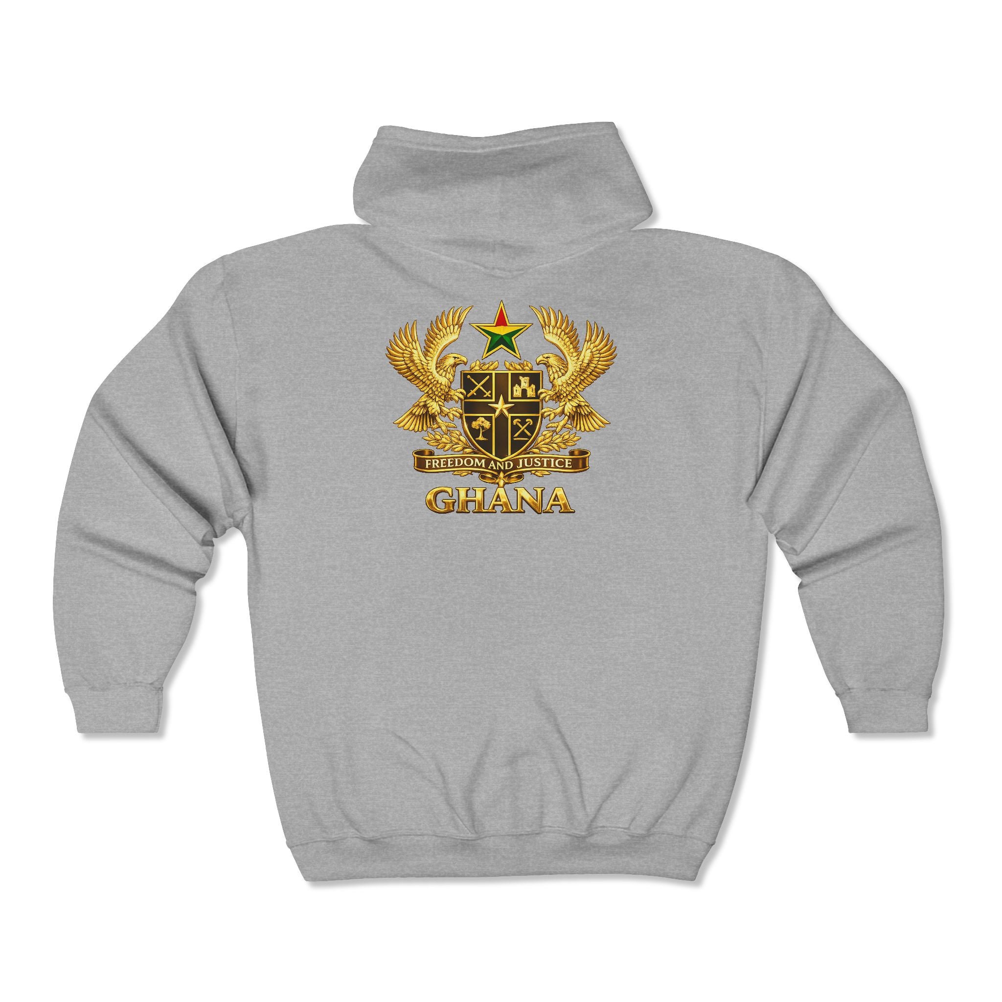 Ghana Gold Crest Zip Hoodie – Freedom and Justice Full-Zip Sweatshirt