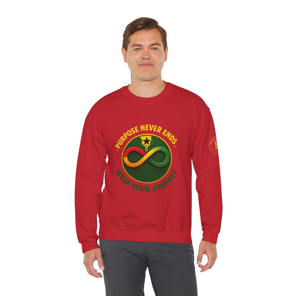 Crewneck Sweatshirt — Purpose Never Ends  “Wear Your Journey”  Infinity Design | The Blay Brand