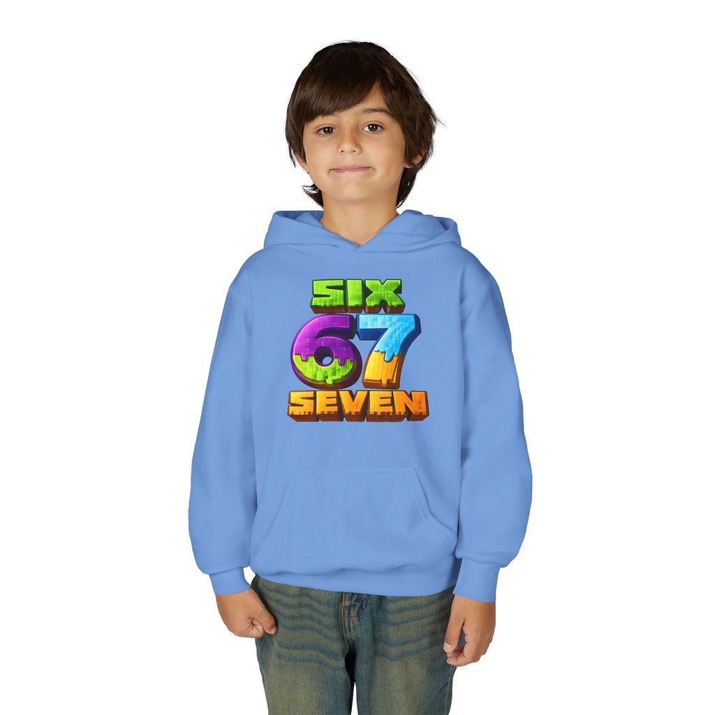 Youth Hoodie — Colorful "Six 67 Seven" Gamer Logo Pullover