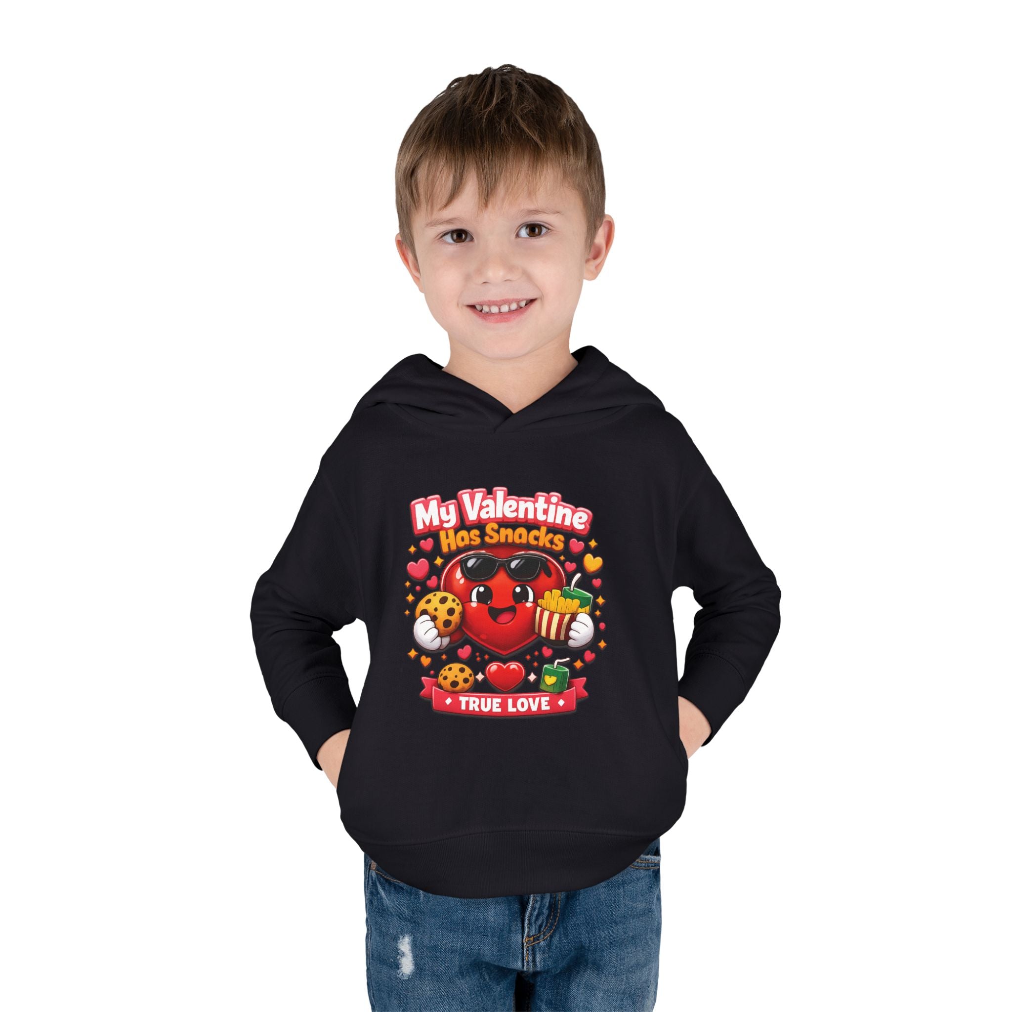Toddler Valentine Hoodie — "My Valentine Has Snacks" Cute Kids Pullover