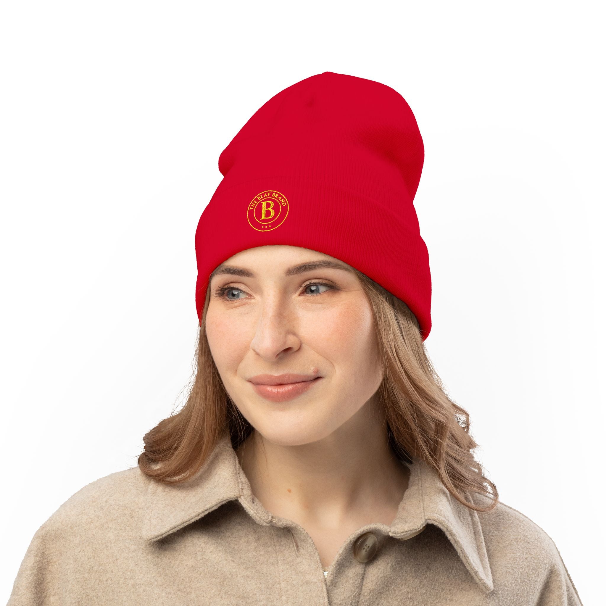 Embroidered Badge Beanie – Classic Knit Winter Hat