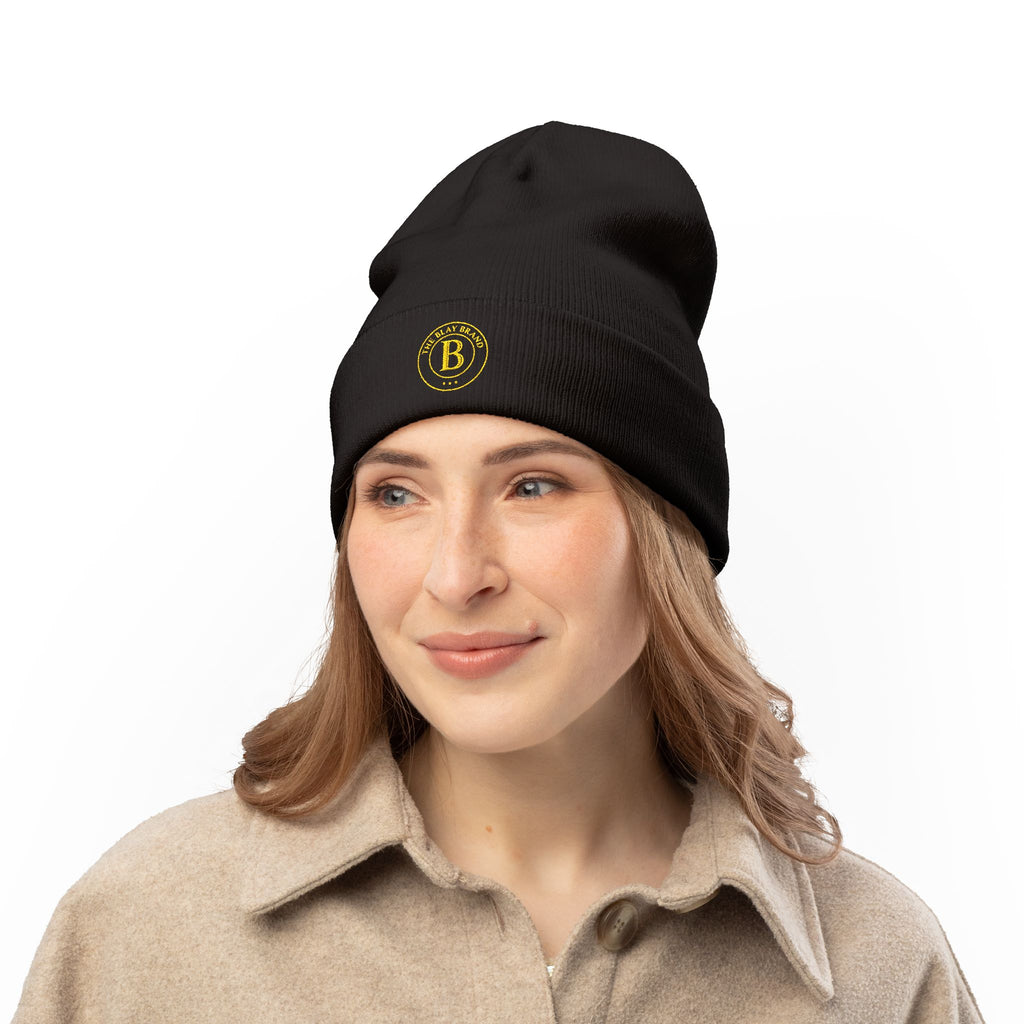 Embroidered Badge Beanie – Classic Knit Winter Hat