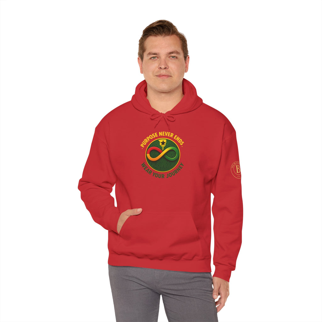 Hoodie-Progress Never Ends, Wear Your Journey” Infinity Emblem hoodie by The Blay Brand