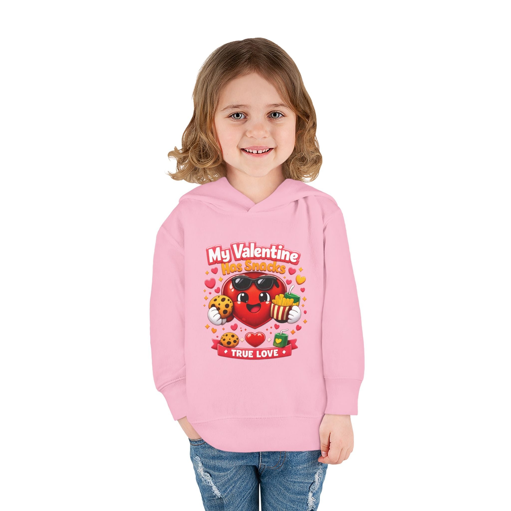 Toddler Valentine Hoodie — "My Valentine Has Snacks" Cute Kids Pullover