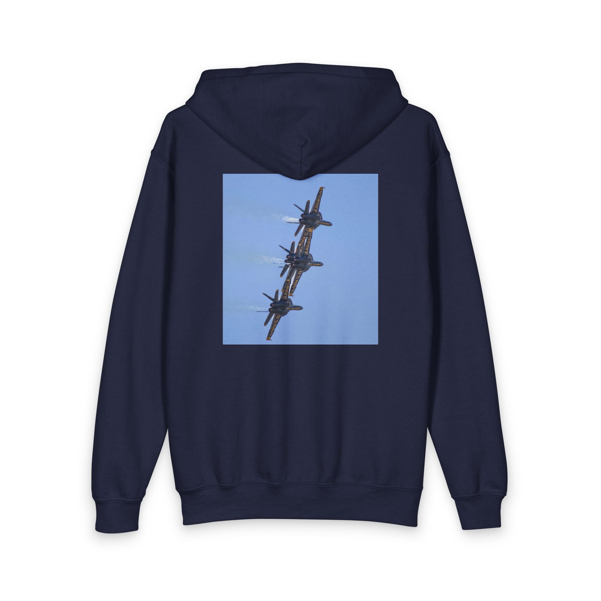 Youth Jet Formation Zip Hoodie — Blue Angels Aircraft Photo Design
