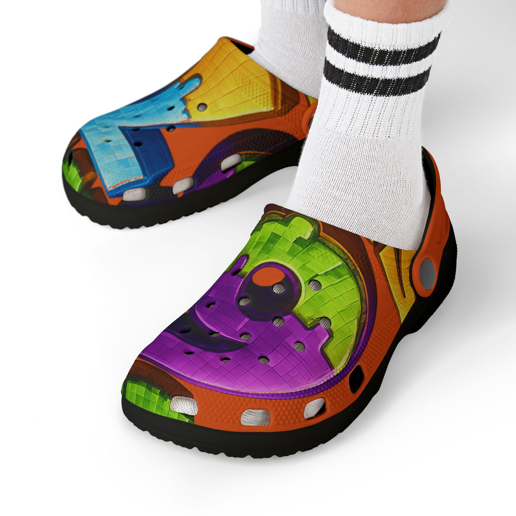 Kids Graffiti Number Clogs — Colorful EVA Foam Slip-Ons