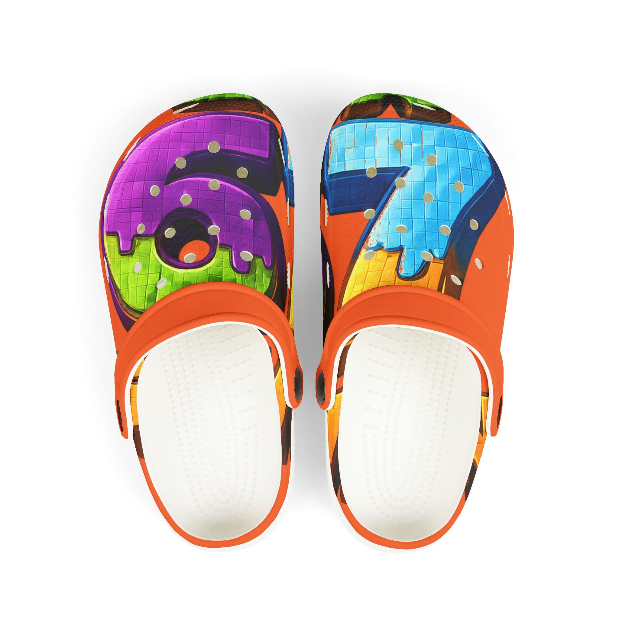 Kids Graffiti Number Clogs — Colorful EVA Foam Slip-Ons