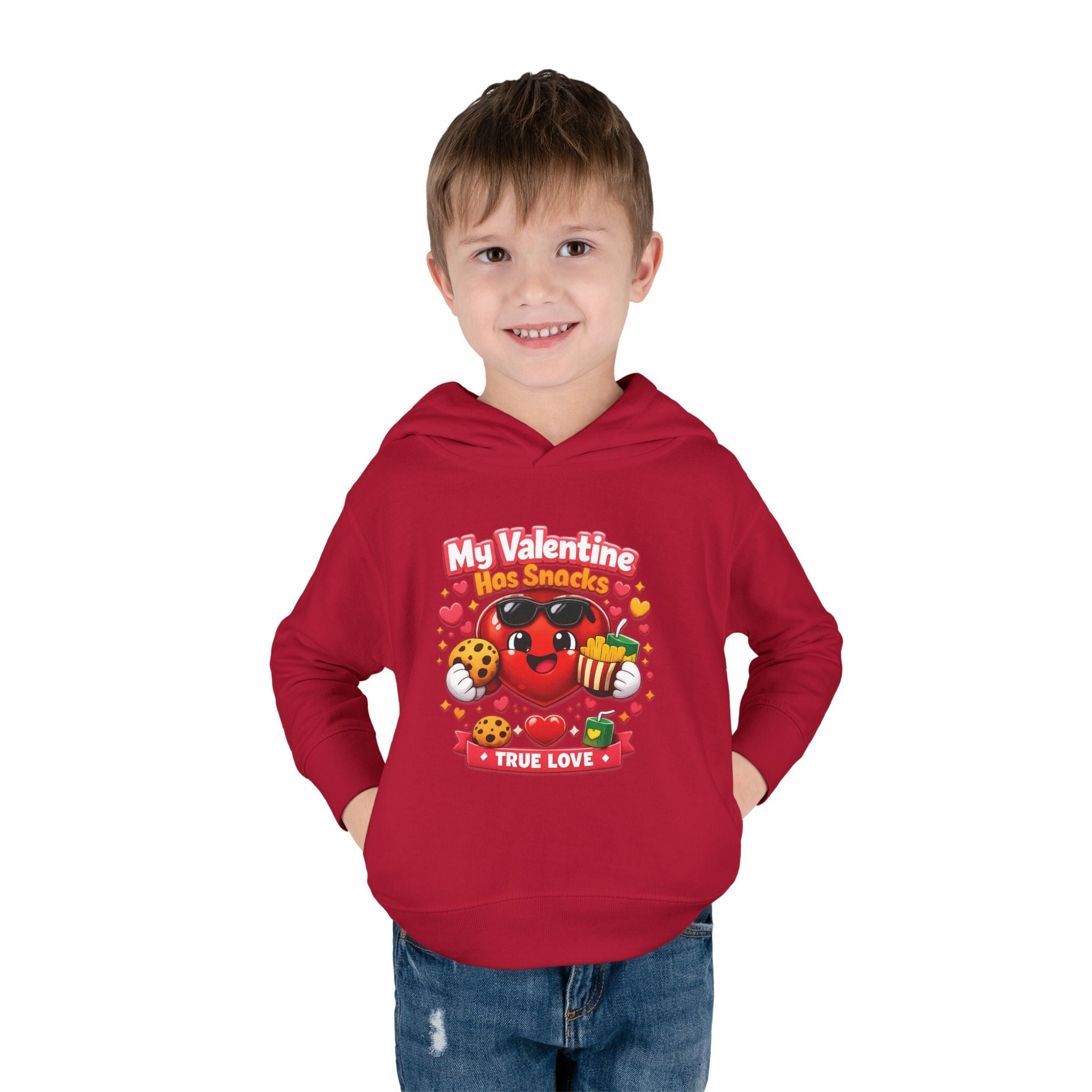 Toddler Valentine Hoodie — "My Valentine Has Snacks" Cute Kids Pullover