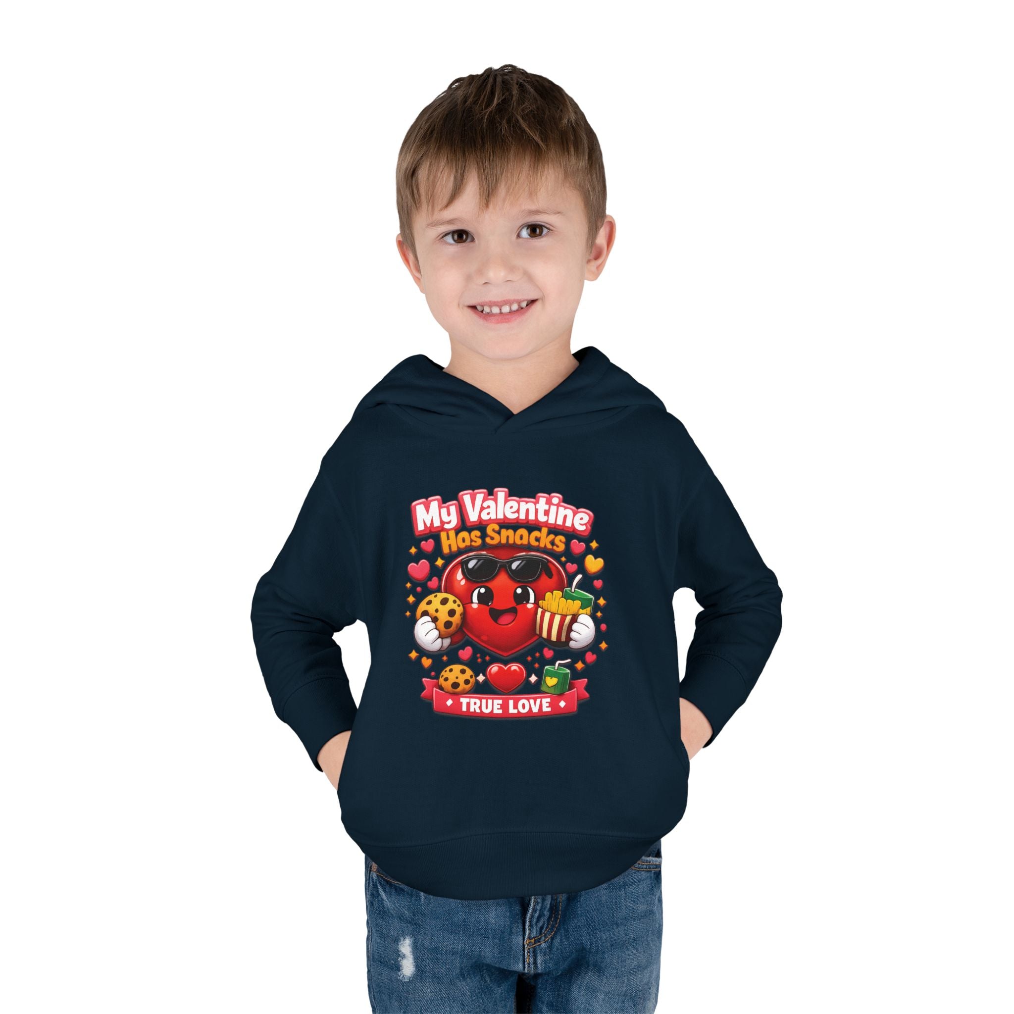 Toddler Valentine Hoodie — "My Valentine Has Snacks" Cute Kids Pullover