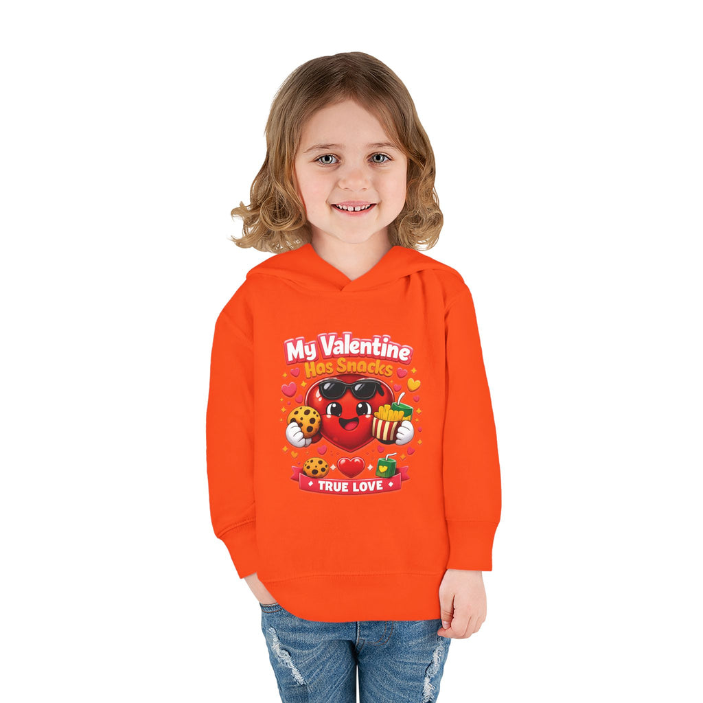 Toddler Valentine Hoodie — "My Valentine Has Snacks" Cute Kids Pullover
