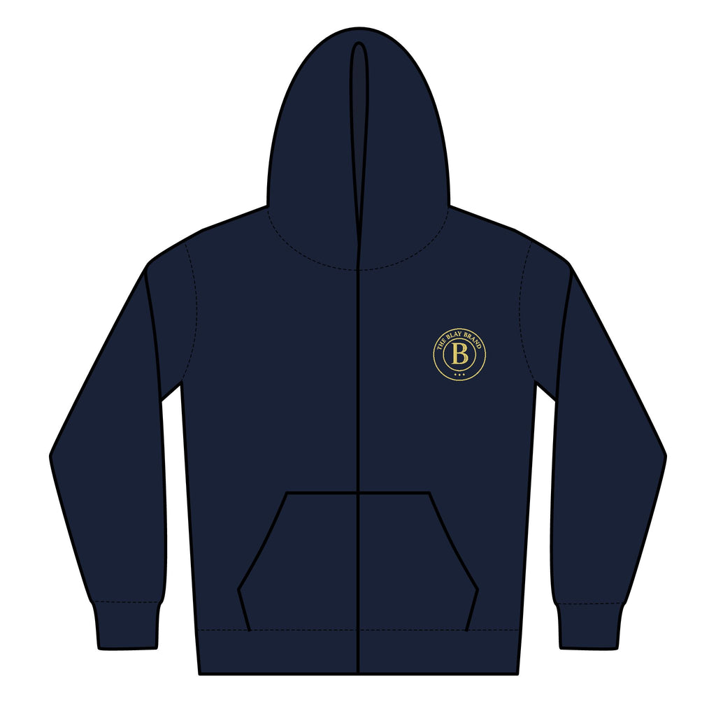 Youth Zip Hoodie with Gold 'B' Crest — The Blay Brand