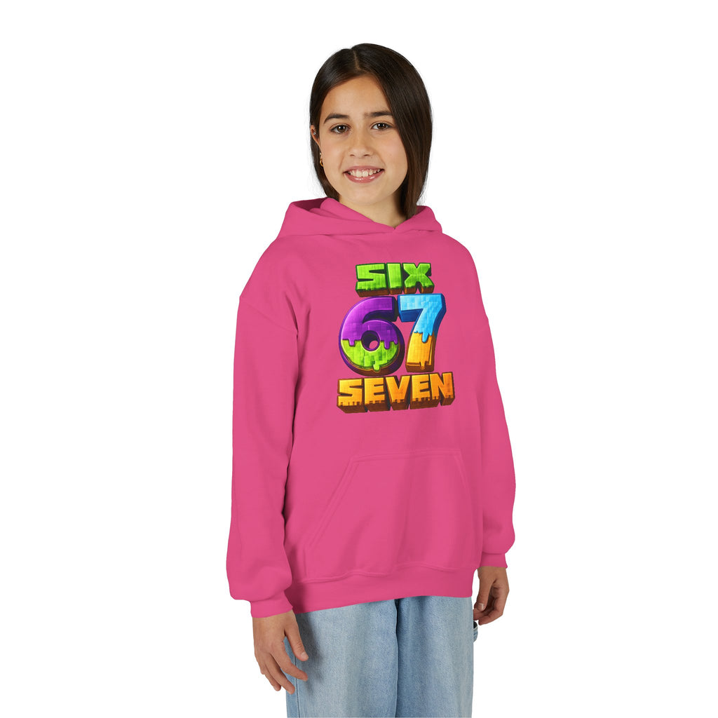 Youth Hoodie — Colorful "Six 67 Seven" Gamer Logo Pullover