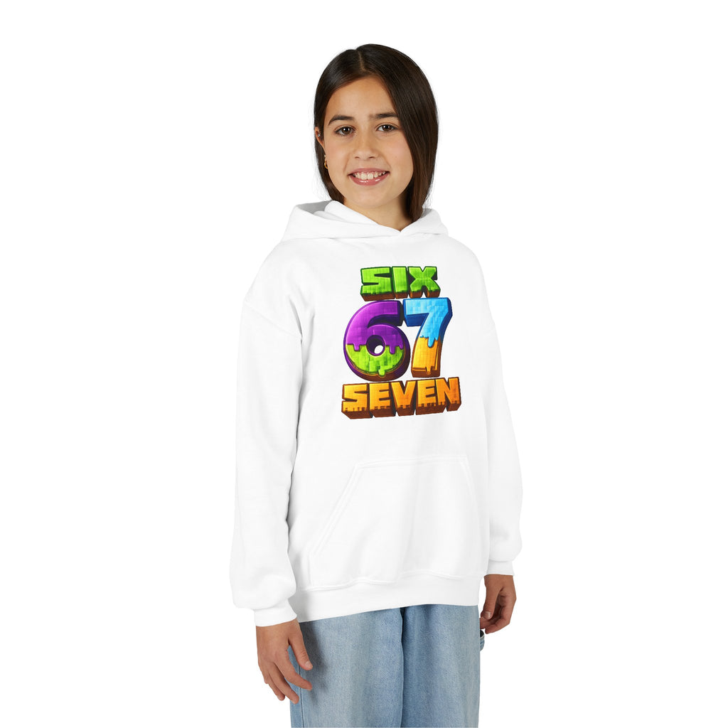 Youth Hoodie — Colorful "Six 67 Seven" Gamer Logo Pullover